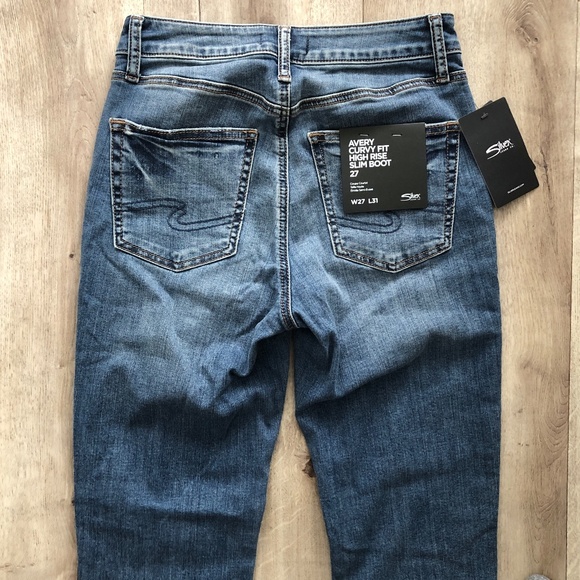 Silver Jeans, Avery, Slim, Bootcut, Curvy Fit, High Rise, Indigo Size 27/31, NEW - Picture 6 of 16